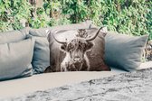 Buitenkussens - Tuin - Schotse hooglander - Koe - Dieren - Zwart - Wit - 50x30 cm
