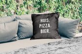 Buitenkussen Weerbestendig - Quote - Bier - Eten - 50x50 cm