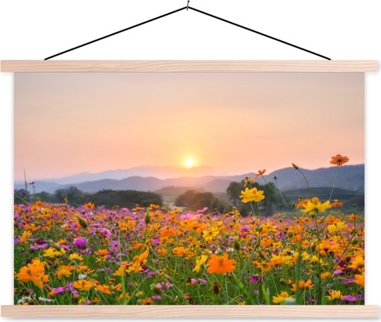 Porte-affiche avec affiche - Affiche scolaire - Fleurs - Coucher de soleil - Berg - 150x100 cm - lattes vierges