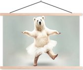 Schoolplaat - IJsbeer - Rok - Dieren - Wit - Portret - Muurdoek - 150x100 cm - Textielposter - Wanddecoratie