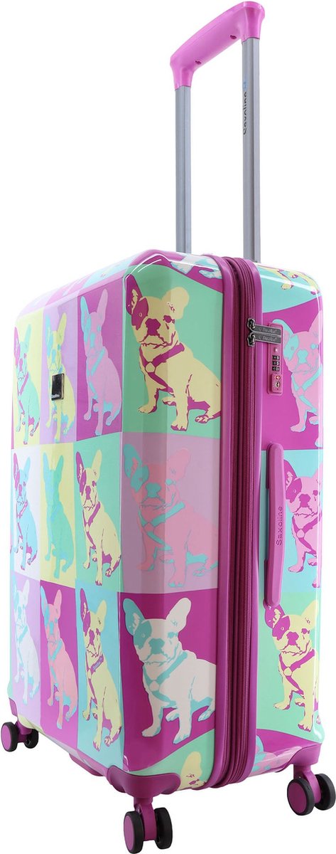 Saxoline Blue – Bulldog Emotion | Harde Koffer / Trolley / Reiskoffer – Medium (67 cm) - Bedrukt / Medium