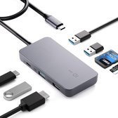 USB-C Hub 7in1 - 4K HDMI - PD 100W 3 USB A 3.2 10 Gbps - SD/TF Kaartlezer - 50 cm Kabel - Compatibel met Windows 7/8/10/11, Mac OS en Linux