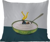 Sierkussen Buiten - Yoghurt - Yoga - Retro - 60x60 cm - Weerbestendig