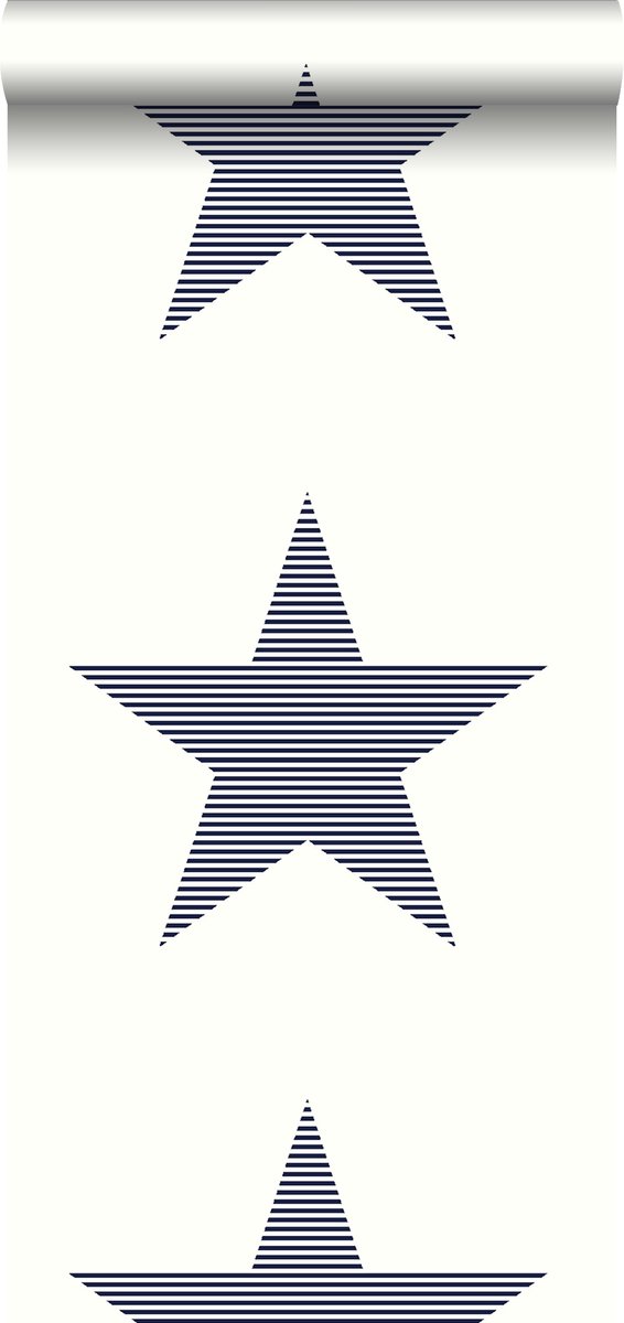 Walls4You behang grote ster donkerblauw - 935287 - 53 cm x 10,05 m