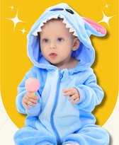 BoefieBoef Stitch Dieren Onesie & Pyjama voor Peuters en Kleuters - Kinder Verkleedkleding - Dieren Kostuum Pak - Vleermuis Blauw