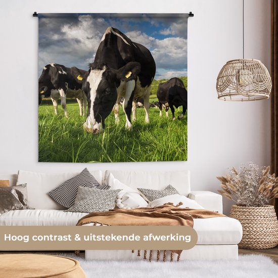 Tapisserie - Tapisserie - Vaches - Animaux - Herbe - Pâturage - Ferme - 150x150 cm - Tapisserie