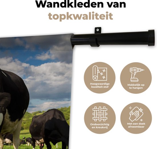Tapisserie - Tissu mural - Vaches - Animaux - Herbe - Pâturage - Ferme - 60x60 cm - Tapisserie