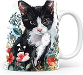 Mok met Tuxedo Kat Beker voor koffie of tas voor thee, cadeau voor dierenliefhebbers, moeder, vader, collega, vriend, vriendin, kantoor