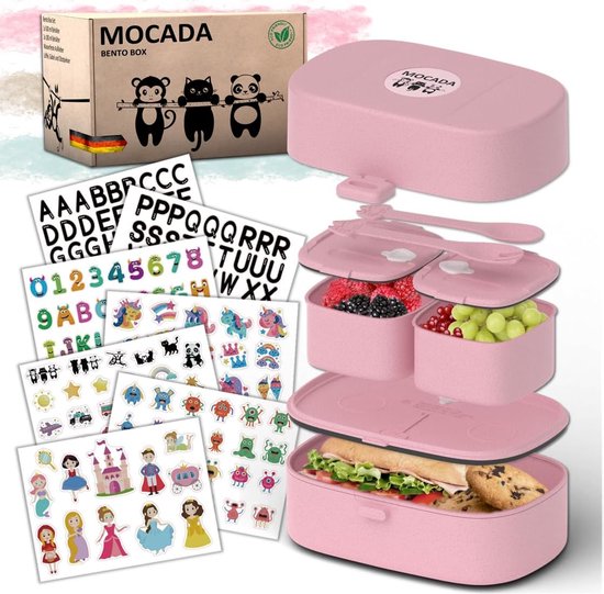 Fiambrera Bento Con Compartimentos - Libre De BPA, Tamaño Mediano, Incluye Tenedor, Ideal Para Comida Separada