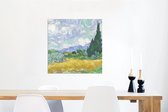 Décoration murale Métal - Peinture Aluminium Industriel - Champ de blé avec cyprès - Vincent van Gogh - 50x50 cm - Dibond - Photo sur aluminium - Décoration murale industrielle - Pour le salon/chambre