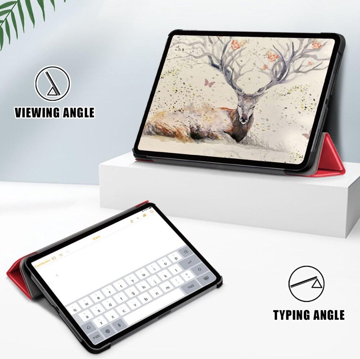 Tablet Hoes geschikt voor de Apple iPad Air 10.9 (2020 / 2022) | Book Case met Standaard | Kunstlederen Beschermhoes | Tri-fold | Rood