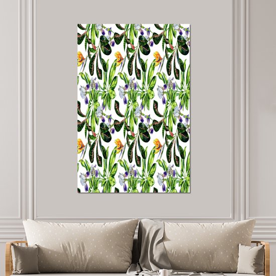 Décoration murale Métal - Aluminium - Plante oiseau de paradis - Fleurs - Motif - 100x150 cm