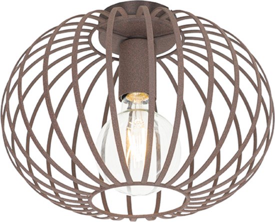 QAZQA johanna - Design Plafondlamp - 1 lichts - Ø 30 cm - Roestbruin - Woonkamer | Slaapkamer | Keuken