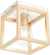 Cage QAZQA - Plafonnier industriel - 1 lumière - L 18 cm - Or/ laiton - Industriel - Salon | Chambre à coucher | Cuisine