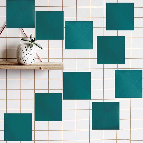 Plaktegels - Zelfklevende Tegels - 15x15 cm - Ulticool - Decoratie Sticker Tegels - Zeegroen Groen - 15 stuks - Toilet WC Gang Muurstickers - Plakfolie Tegelstickers - Sticktiles - Badkamer - Keuken