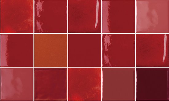 Ulticool Decoratie Sticker Tegels - Rood Vuur Bordeaux Roze Muurstickers - 15x15 cm - 15 stuks Plakfolie Tegelstickers - Plaktegels Zelfklevend - Sticktiles - Badkamer - Keuken
