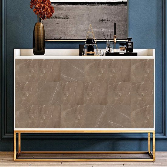 Ulticool Décoration Autocollant carrelages - Beige Marbre Sépia Marron - Stickers muraux - 15x15 cm - 15 pièces Autocollants Carrelage Adhésif - Carrelage Autocollant - Sticktiles - Salle de Bain - Cuisine