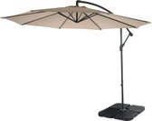 Acerra zweefparasol, parasol, Ø 3m kantelbaar, polyester/staal 11kg ~ zand-beige met voet
