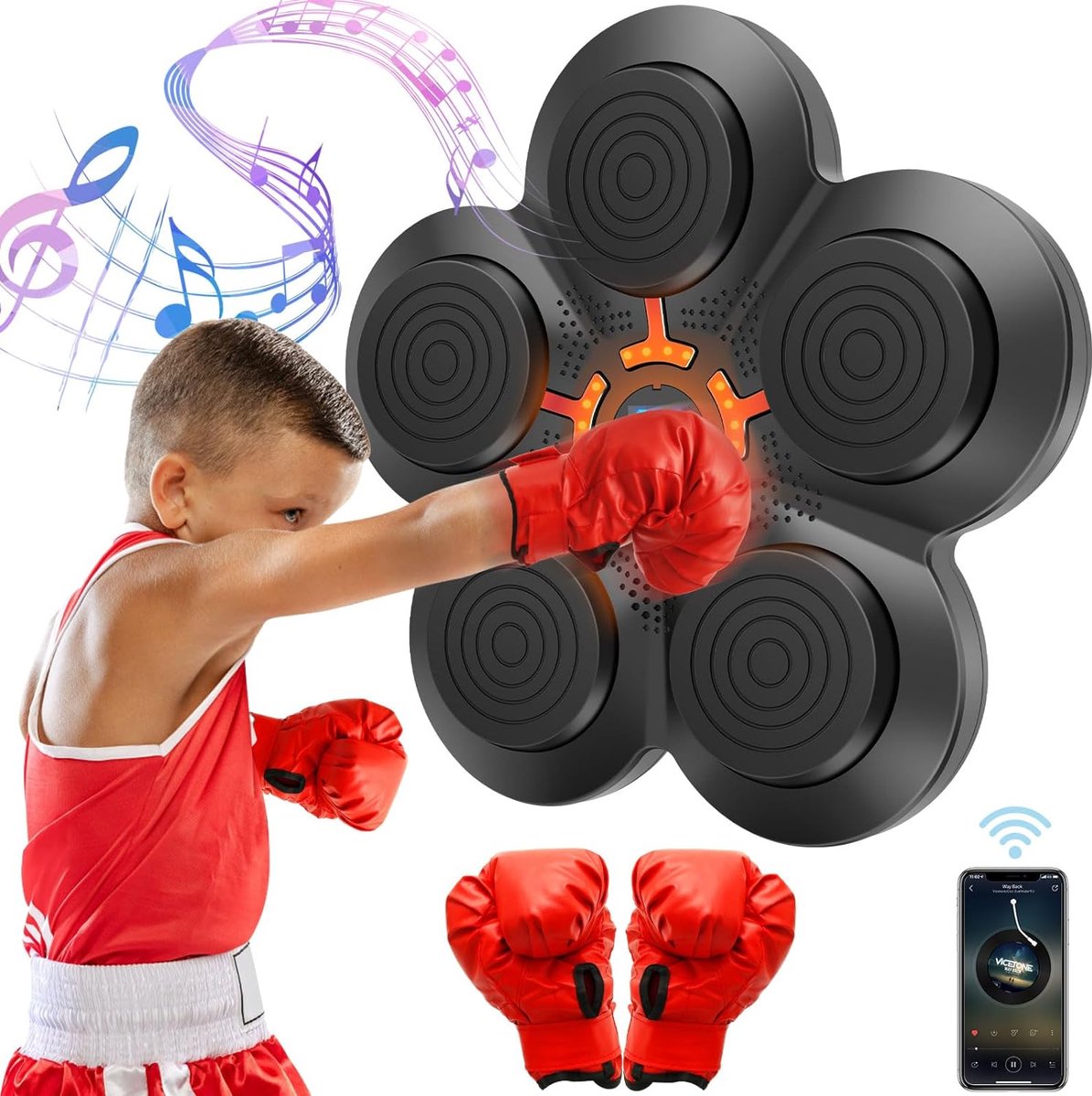 Music boxing machine Mural music boxing machine intelligent chargement USB  équipement de boxe avec Bluetooth+gants adultes - Cdiscount Sport