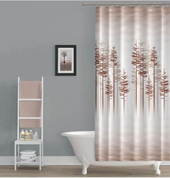 Bamboe douchegordijn bamboe douchegordijnen 250 x 200 cm 3d douchegordijnen schimmelbestendig decoratieve badkamergordijnen waterdicht polyester stof met haken