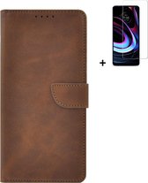 Pearlycase hoesje Geschikt voor Motorola Moto G54 - Kunstleer Book Case - Donker Bruin + Screenprotector