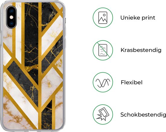 Coque iPhone Xs Max - Marbre - Or - Glitter - Luxe - Siliconen