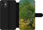 Bookcase Geschikt voor iPhone 12 Pro Max telefoonhoesje - Olijfgaard - Vincent van Gogh - Met vakjes - Wallet case met magneetsluiting