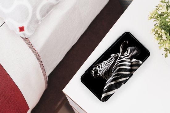 Étui pour téléphone iPhone 7 Bookcase - Zebra - Animal - Zwart - Portrait - Avec poches - Étui portefeuille avec fermeture magnétique