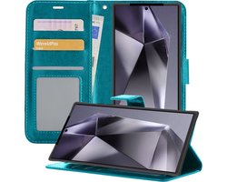 Hoesje - Geschikt voor Samsung Galaxy S24 Ultra - Luxe Bookcase - Walletcase Hoes - Portemonnee - Cover - Telefoonhoes - Turquoise