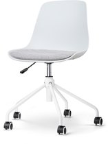 Nolon Nout-Liv Bureaustoel Wit met Lichtgrijs Zitkussen - Kunststof Zitting - Verstelbaar - Wieltjes - Wit Onderstel