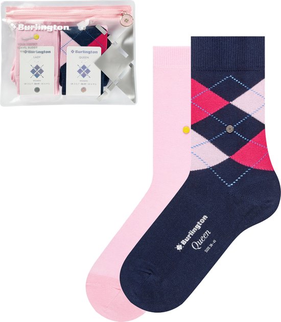 Burlington Travel Pouch cadeau geschenkset Katoen multipack sokken dames veelkleurig - Matt 36-41