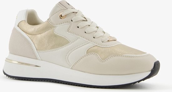 Hush Puppies dames sneakers beige metallic - Maat 38 - Uitneembare zool