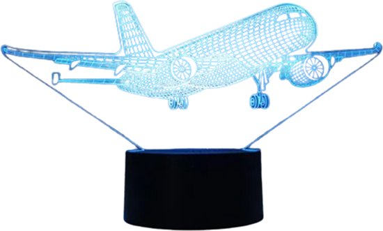Vliegtuig Lamp 16 kleuren - Led - Nachtlamp -Incl Afstandsbediening - incl USB kabel - Kinderkamer - Verlichting - Licht