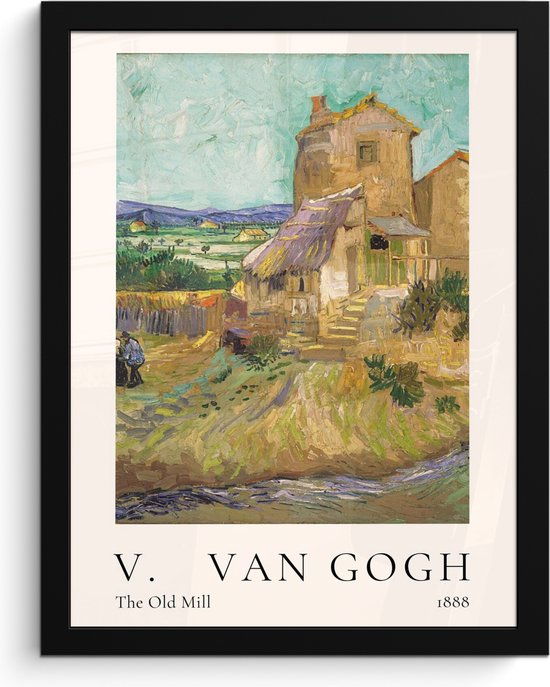 Fotolijst inclusief poster - Posterlijst 30x40 cm - Posters - Vincent van Gogh - The Old Mill - Kunst - Oude meesters - Foto in lijst decoratie - Wanddecoratie woonkamer - Muurdecoratie slaapkamer