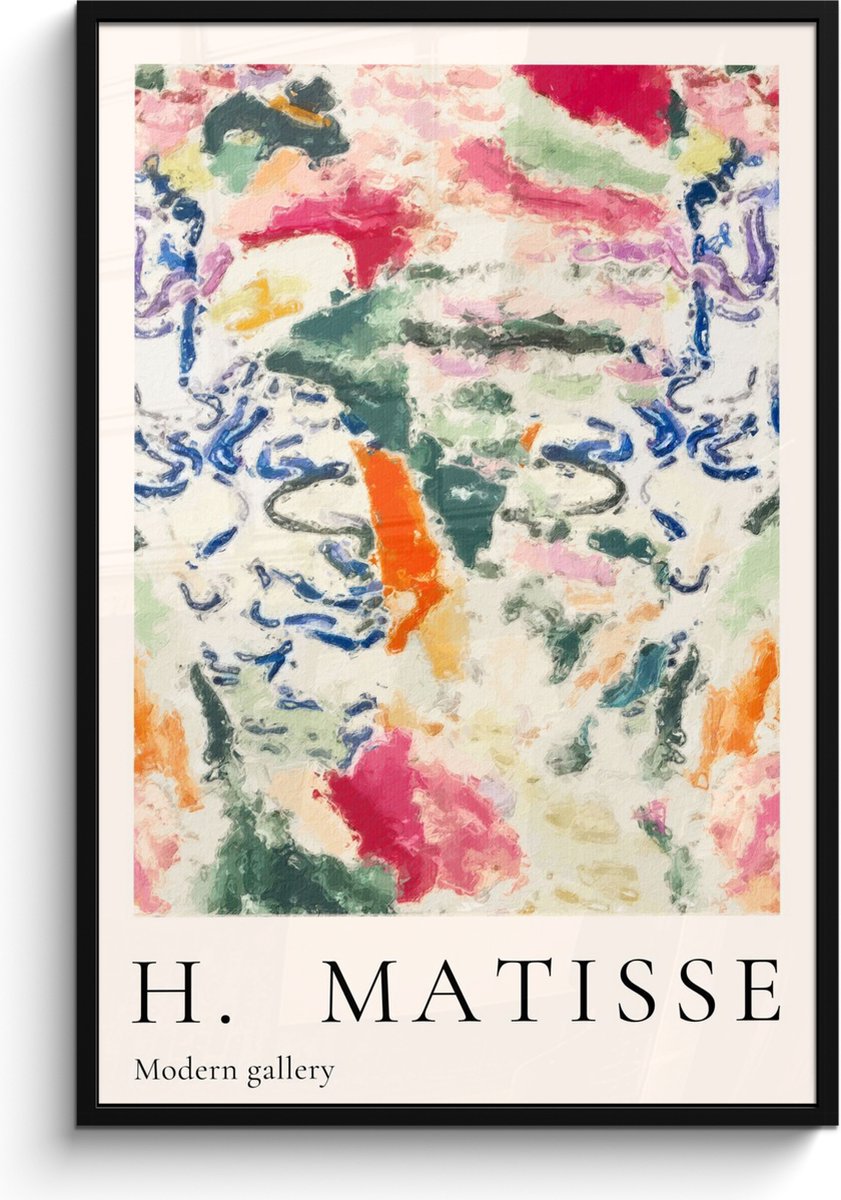 FrameYourWall Poster in lijst - Fotolijst 80x120 cm - Posters - Matisse - Kunst - Kleurrijk - Abstract - Posterlijst zwart - Decoratie - Wanddecoratie woonkamer - Muurdecoratie slaapkamer Matisse - Modern
