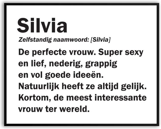 Silvia Woordenboek Fotolijst met glas 50 x 70 cm - Prachtige kwaliteit - jarig - verjaardag - kado - Canvas - incl ophangsysteem - Poster - Grappig - cadeau