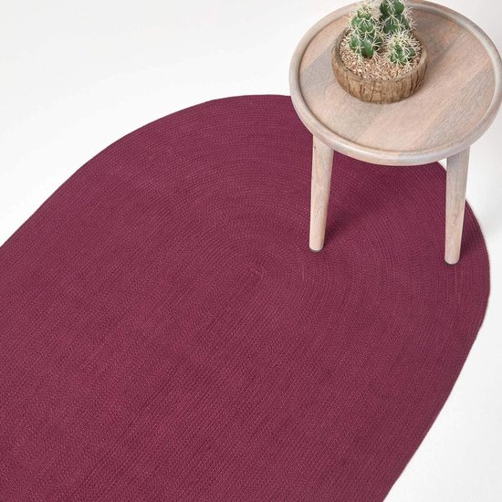 Tapis ovale 50 x 80 cm, violet, chemin de coton tressé, petit tapis réversible, tapis rétro, violet