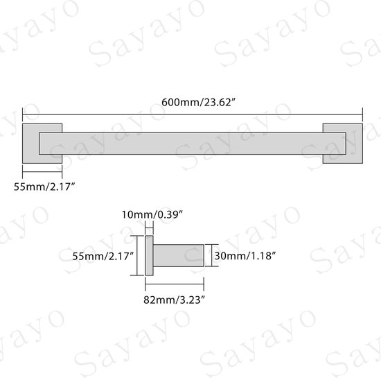 SAYAYO Handdoekrails Wandmontage Badkamer Handdoekhouder 40 cm Handdoekstang, SUS304 Roestvrij Staal Matzwart, EGYT040-B