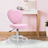 Chaise rotative Fauteuil de chef Chaise d'ordinateur Formation de siège Joli rembourrage en forme de cœur tissu en lin rose 40 x 50 79-89 cm