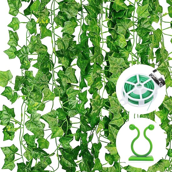 Pmkvgdy 2M Lange Kunstplanten Groene Klimop Bladeren Kunstmatige Druiven Wijnstok Nep Parthenocissus Bladeren Thuis Bruiloft Bar Decoratie, sectie