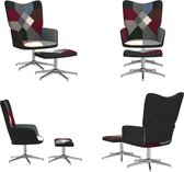 vidaXL Relaxstoel met voetenbank patchwork stof - Relaxstoel Met Voetenbank - Relaxstoelen Met Voetenbanken - Zetel Met Voetenbankje - Zetels Met Voetenbankjes