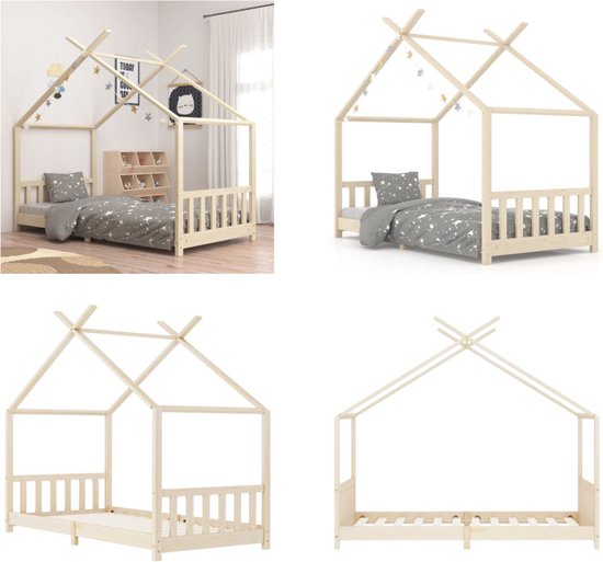 vidaXL Kinderbedframe massief grenenhout 90x200 cm - Kinderbedframe - Kinderbedframes - Bed - Bedden