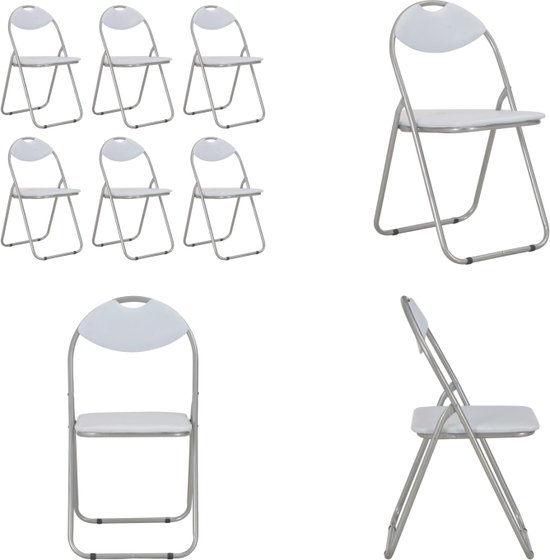 vidaXL Chaises de salle à manger pliantes 6 pcs Simili cuir Blanc - Chaise - Chaises - Chaise pliante - Chaises pliantes