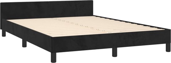 vidaXL Cadre de lit avec tête de lit Velours Noir 140x190 cm - Cadre de lit avec tête de lit - Encadrements de lit avec tête de lit - Lit - Meubles de couchage