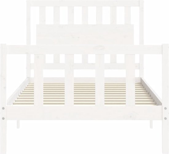 vidaXL - Bed frame met hoofdbord - Wit - Massief grenenhout - 90x200 cm