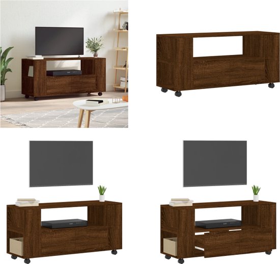 Foto: Vidaxl tv meubel 102x34 5x43 cm bewerkt hout bruineikenkleurig tv kast tv kasten tv meubel hifi meubel