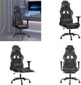 vidaXL Massage gamestoel met voetensteun kunstleer zwart en grijs - Gamingstoel - Gamingstoelen - Televisiestoel - Racingstoel