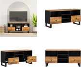 vidaXL Tv-meubel 100x33x46 cm massief mangohout en bewerkt hout - Tv-meubel - Tv-meubelen - Tv-standaard - Televisiemeubel
