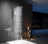 D&B Rain shower - Système de douche - Pommeau de douche - Acier inoxydable - 3 Fonctions - Pommeau de douche avec flexible - 30x30 Cm - Chrome