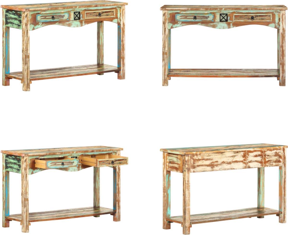 vidaXL Wandtafel - 120x40x75 - cm - massief - gerecycled - hout Meerkleurig